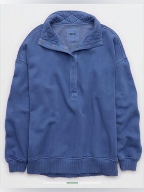 Aerie Women’s Oversized Oh Snap Sweatshirt Color Marbled Blue - L